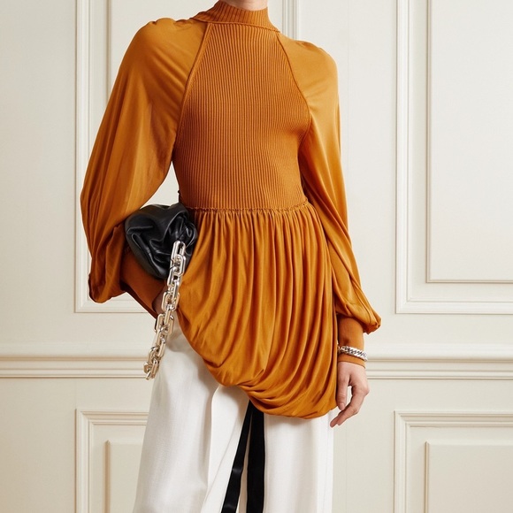 Proenza Schouler Tops - PROENZA SCHOULER Paneled Jersey Ribbed Knit Blouse